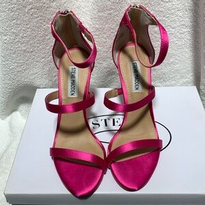 Steve Madden Feelya Pink Satin Strappy Stiletto Sandal